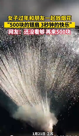 “500塊的煙花 3秒鐘的快樂” 網(wǎng)友：手機(jī)剛掏出來(lái)，還沒拍呢